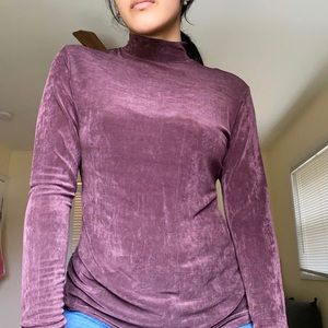 Semi-Mesh Turtleneck Blouse